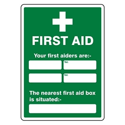 Image of 300mmx400mm First Aid / Your Aiders Are Nearest Box Is Situated Sign Rigid Plastic