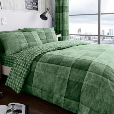 Image of GC GAVENO CAVAILIA Easycare Tartan Duvet Cover King Size Reversible Checkered Bedding Set Breathable Comforter 1x Quilt Bedset With 2x Pillowcases Green