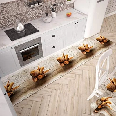 Image of Kitchen Rug, Non slip Printed Bread Basket 52x140 cm