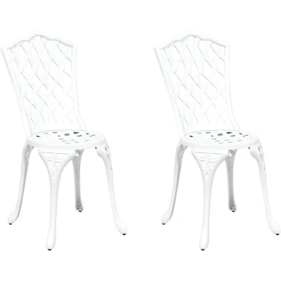 Image of vidaXL Garden Chairs 2 pcs White Cast Aluminium