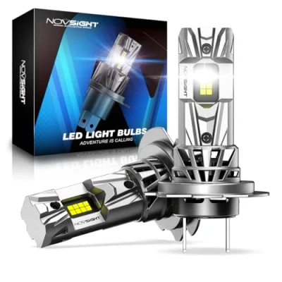 Image of NOVSIGHT H7 LED Headlight Bulb 27000LM 1:1 Size Bulb, 600% 6500K Cool White Super Bright Conversion Kit, Plug and Play,IP68 Waterproof,Pack of 2
