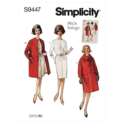 Image of Simplicity Sewing Pattern S9447 Misses&#039; Dress, Coat and Scarf