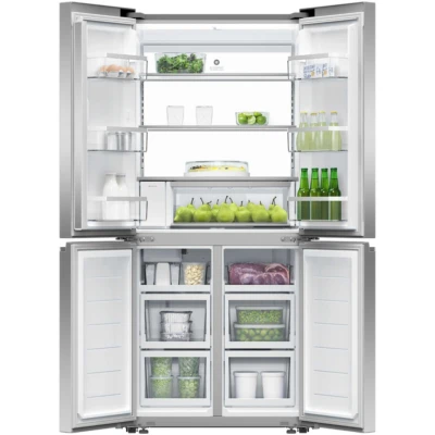 Image of Fisher Paykell RF500QNUX1 Fridge Freezer Quad Door 790mm Recessed Handle Stainless Steel Ice &amp; Water