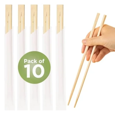 Image of H&amp;Co Bamboo Chopsticks Pack of 10 Disposable 20 cm 100% Eco Friendly &amp; Biodegradable