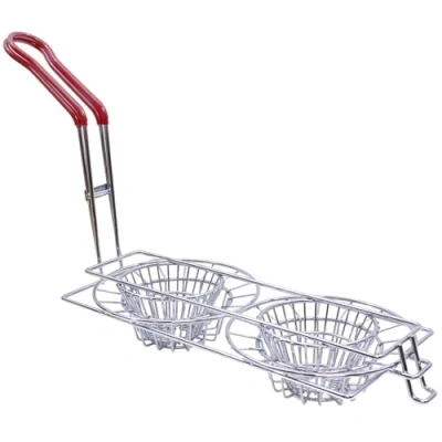 Image of Tablecraft B078T62VNL TB24039 8Inch Double Taco Cups Stainless Steel Silver Fry Basket,Each, 1