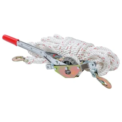 Image of KATSU Tools Heavy Duty Ratchet Rope Puller 3/4 Ton Capacity with 15m x 15mm Rope, 2 Steel Hooks, Come Along Winch, for Moving Boats Trailers, Transporting Logs, Tree Felling and More