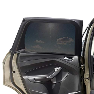 Image of Car Window Sunshade 2 Pack Breathable Mesh Rear Side Shade UV Protection for Baby Family Pet Size M, Mosquito Net Curtain Fit Most(95%) of Cars, Cover Full