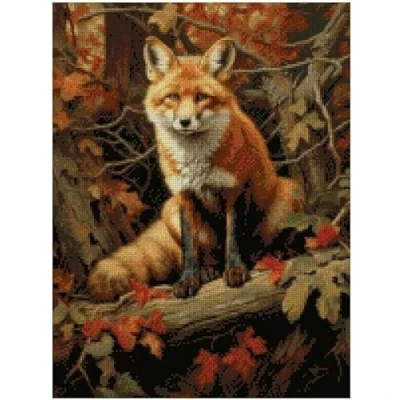 Image of Fox (1) Counted Cotton Cross Stitch,100% Cotton,14count,150x200 Stitch, 26x37cm Wide Animal Sampler Stitch kit
