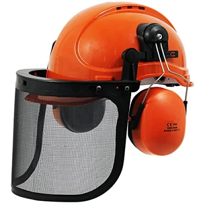 Image of SPARES2GO Chainsaw Safety Helmet with Mesh Visor and Ear Muffs