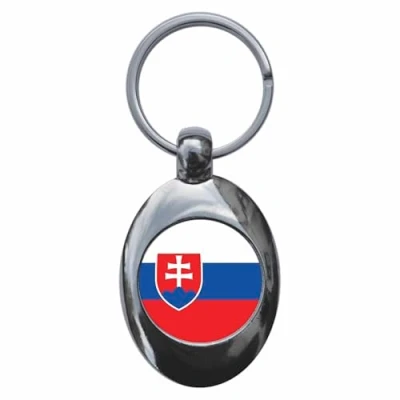 Image of Ozorath Slovakia National Flag Keyring Keychain Key Ring Chain With Trolley Coin