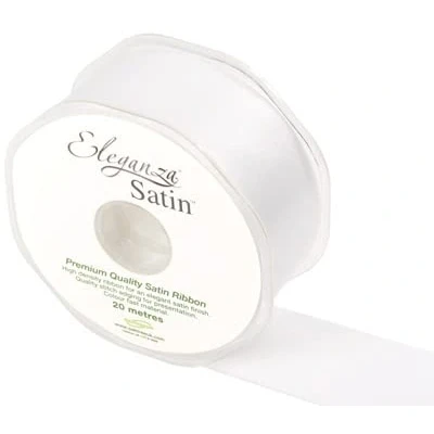 Image of Oaktree Premium Quality Ribbon, Satin, White, 11 x 4 cm