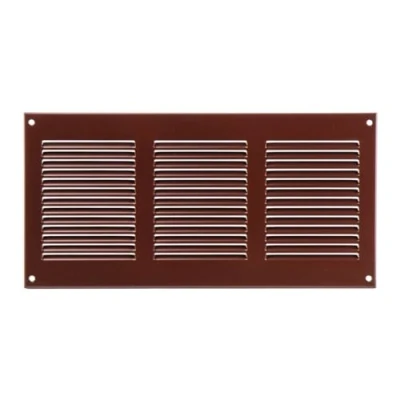 Image of Steinberg14 Brown 300x150mm Metal Air Vent Grille Cover with Insect Mesh 12x6 inch Ventilation