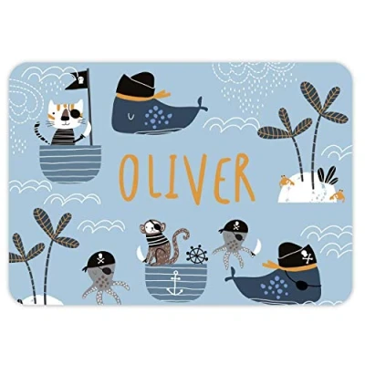 Image of Paper Themes Personalised Placemat for Kids (Pirate Cat and Monkey)