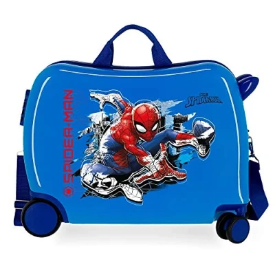 Image of Marvel Spiderman Geo Blue Kids Rolling Suitcase 50 x 38 20 cm Rigid ABS Combination Lock 34 Litre 2.1 kg 4 Wheels Hand Luggage