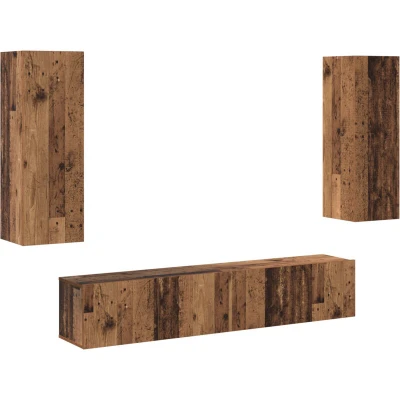 Image of vidaXL 4 Piece TV Cabinet Set Old Wood Engineered