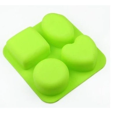 Image of Allforhome 4 Cavities Heart Square Round Oval Silicone Cake Baking Mold Pan Muffin Cups Handmade Soap Moulds Biscuit Chocolate Ice Cube Tray DIY