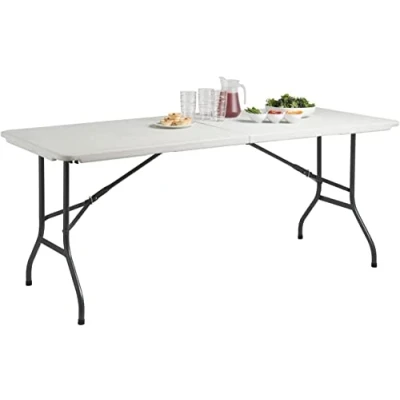 Image of 6ft Heavy Duty Portable Folding Table Extra Strength Dining Tables with Feet Catering, Camping, Picnic, Bbq, Patio, Garden Party Dinner Trestle Buffet Wedding Market Indoor Outdoor White
