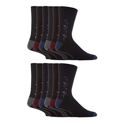 Image of Gentle Grip 12 Pair Multipack Loose Top Mens Socks Extra Wide Non Elastic Dress (6 11, SOMRJ34)