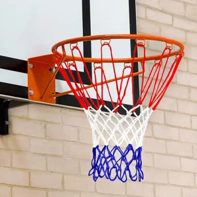 Image of FORZA Replacement Basketball Nets Durable Nylon Net for Indoor &amp; Outdoor Hoops Two Colour Options (Red + White Blue, Single)