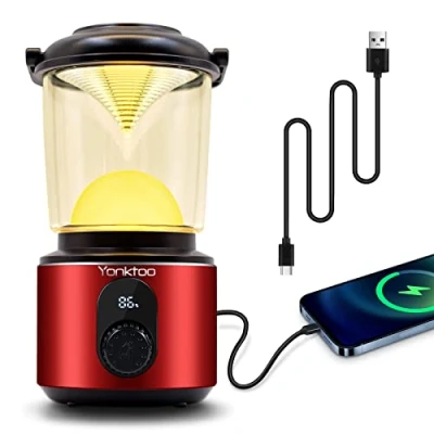 Image of Yonktoo Camping Lights, 10400mAh Lantern USB C Rechargeable 5 Light Modes and LED Screen, Lamp Up to 350Hrs Running, IPX5 Waterproof Tent Lights for Fishing Hiking