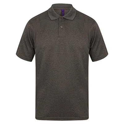 Image of Henbury Mens Coolplus® Pique Polo Shirt (L) (Heather Charcoal)
