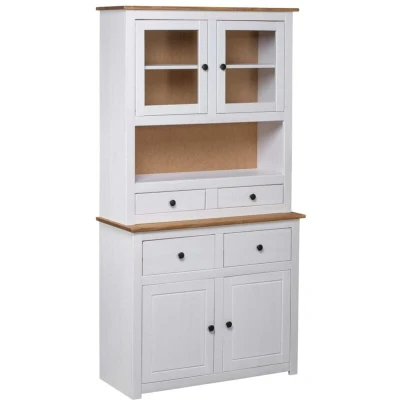 Image of vidaXL Highboard White 93x40.5x180 cm Solid Pine Panama Range