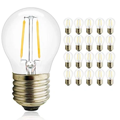 Image of E27 Edison Screw Filament Light Bulb 2W, 25W Incandescent Equivalent, Warm White 2700K 180lumen LED Classic Globe Lamp Bulb, No Dimmable, 20 Pack