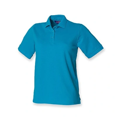 Image of Henbury Ladies Pique Polo Shirt : Color Turquoise Size 8
