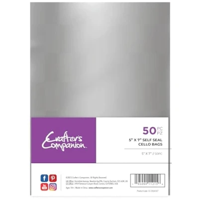 Image of Crafter&#039;s Companion Self Seal Cello 5&quot; x 7&quot; Includes 50 Clear Bags