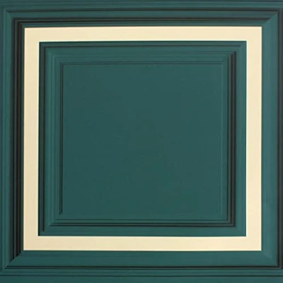 Image of DecorSave Arthouse Stately Panel Emerald Wallpaper 296906 Metallic Wood Wooden Panelling