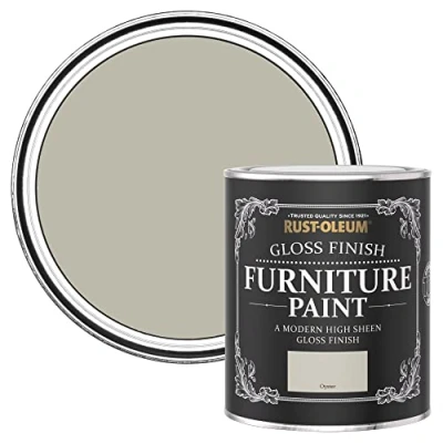 Image of Rust Oleum Grey Furniture Paint in Gloss Finish Oyster 750ml