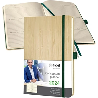 Image of SIGEL C2474 Conceptum Weekly planner 2024, approx. A5, Beige, hardcover, 2 pages equal to 1 week, 192