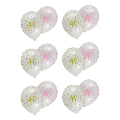 Image of Creative party Clear Print birthday Balloons, 6 40th decorations, premium decoration, RB313