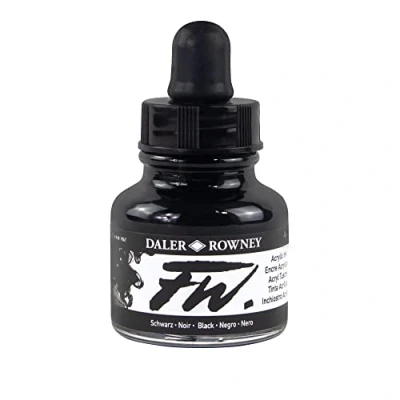 Image of Daler Rowney FW Ink, 29.5 ml, Black (India)