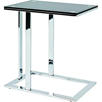 Image of HAKU Mobel End Table Chrome, Black, Metal, Tempered Glass 10 mm Size: W 54 cm X H 58 D 37 cm, Style: Modern