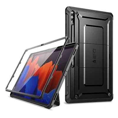 Image of SUPCASE Unicorn Beetle Pro Case for Samsung Galaxy Tab S9 Ultra (2023) / S8 (2022), with Built in Screen Protector &amp; Kickstand S Pen Holder Full Body Rugged Protective (Black)