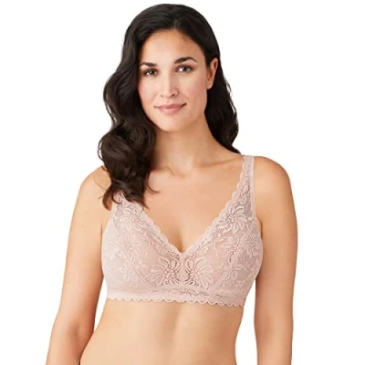 Image of Wacoal Women&#039;s Soft Sense Lace Bralette Bra, Rose Dust, L