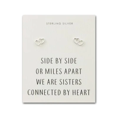 Image of Philip Jones Sterling Silver Sister Heart Link Earrings with Quote Card