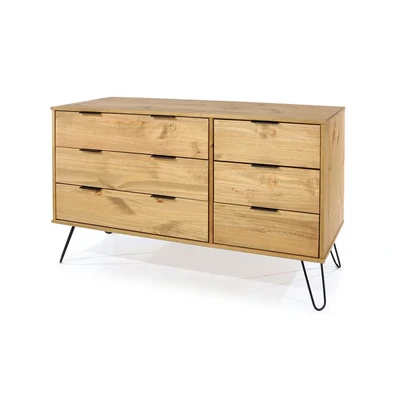 Image of Core Products Augusta Pine 3+3 Drawer Wide Chest of Drawers