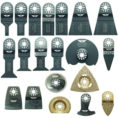 Image of 20 x TopsTools UNK20CD Mix Blades Compatible with Bosch Fein (Non StarLock) Makita Milwaukee Einhell Ergotools Hitachi Parkside Ryobi Worx Workzone Multi Tool Accessories