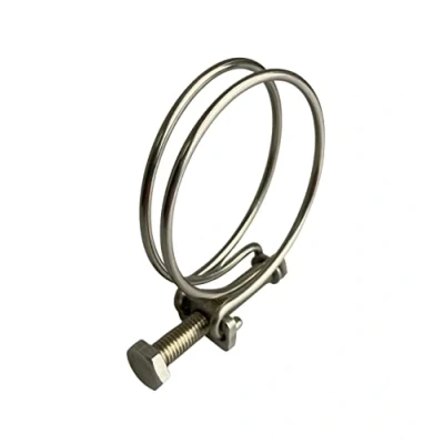 Image of Stainless Steel Double Wire Hose Clips 53 60mm Pond Pipe Screw Tight Koi Fish Fitting Filter Pump Clamp x10