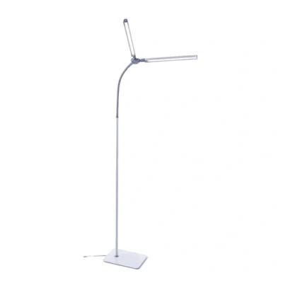 Image of daylight DuoPro Floor New 6,000K, 2,090 Lux at 30cm, Double Shade, 4 Brightness Levels, Flexible Arm, Energy Efficient, Perfect for Salons, Eyelash, Eyebrow, Tattooing, White