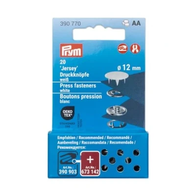 Image of Prym 390770 Press Studs Jersey 12 mm White Compatible with Vario Creative Tool