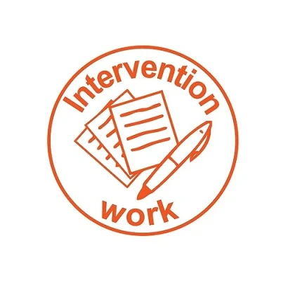 Image of Intervention Work Teacher Self Inking Stamp Orange Ink, 22mm Reinkable