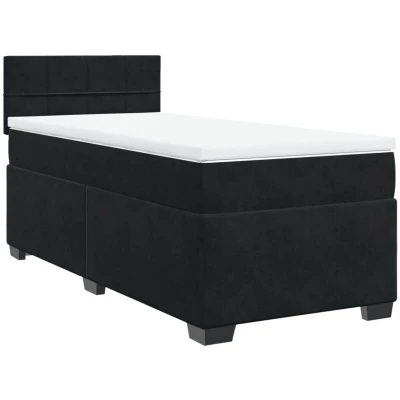 Image of vidaXL Box Spring Bed with Mattress Black 100x200 cm Velvet