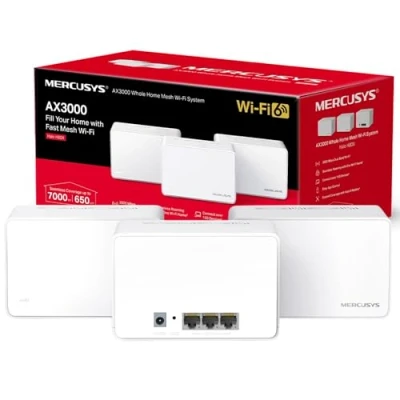 Image of Mercusys AX3000 Mesh WiFi, Whole Home WiFi Extender Booster Covers up to 650m², Connect to150 Devices, 160 MHz Channels,Full Gigabit Ports, Dual Band Wi Fi,Easy App Control, Halo H80X (3 pack)