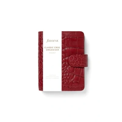 Image of Filofax Pocket Classic Croc organiser Cherry