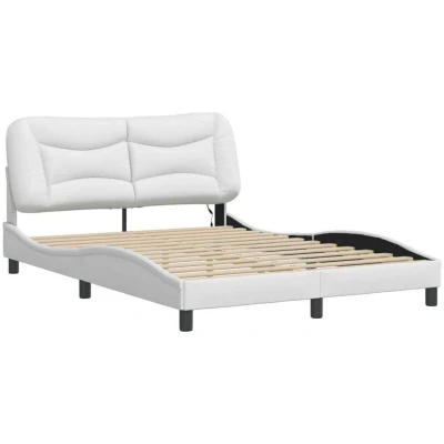 Image of vidaXL Bed Frame with LED without Mattress &quot;Hvar&quot; White 120x200 cm
