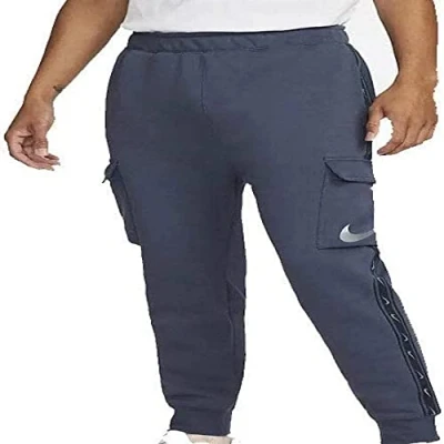 Image of NIKE Men&#039;s Repeat Sw Flc Cargo Pants, Thunder Blue/Mtlc Cool Grey, XS
