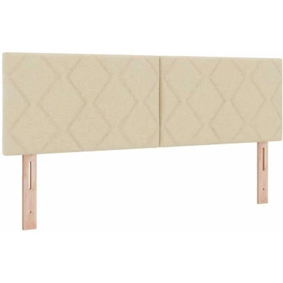 Image of vidaXL LED Headboard Diamond Blocks Design Cream 144 cm Fabric